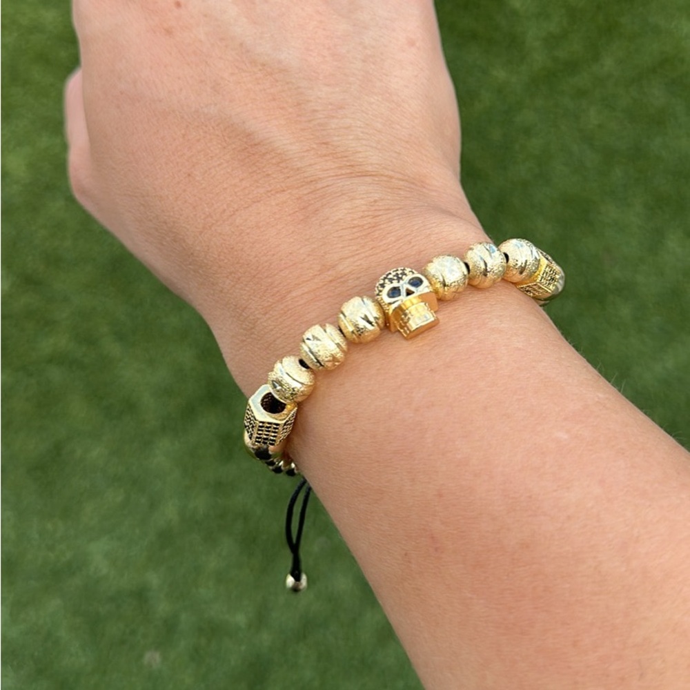 18k Gold Plated Bracelet with Skull Charm